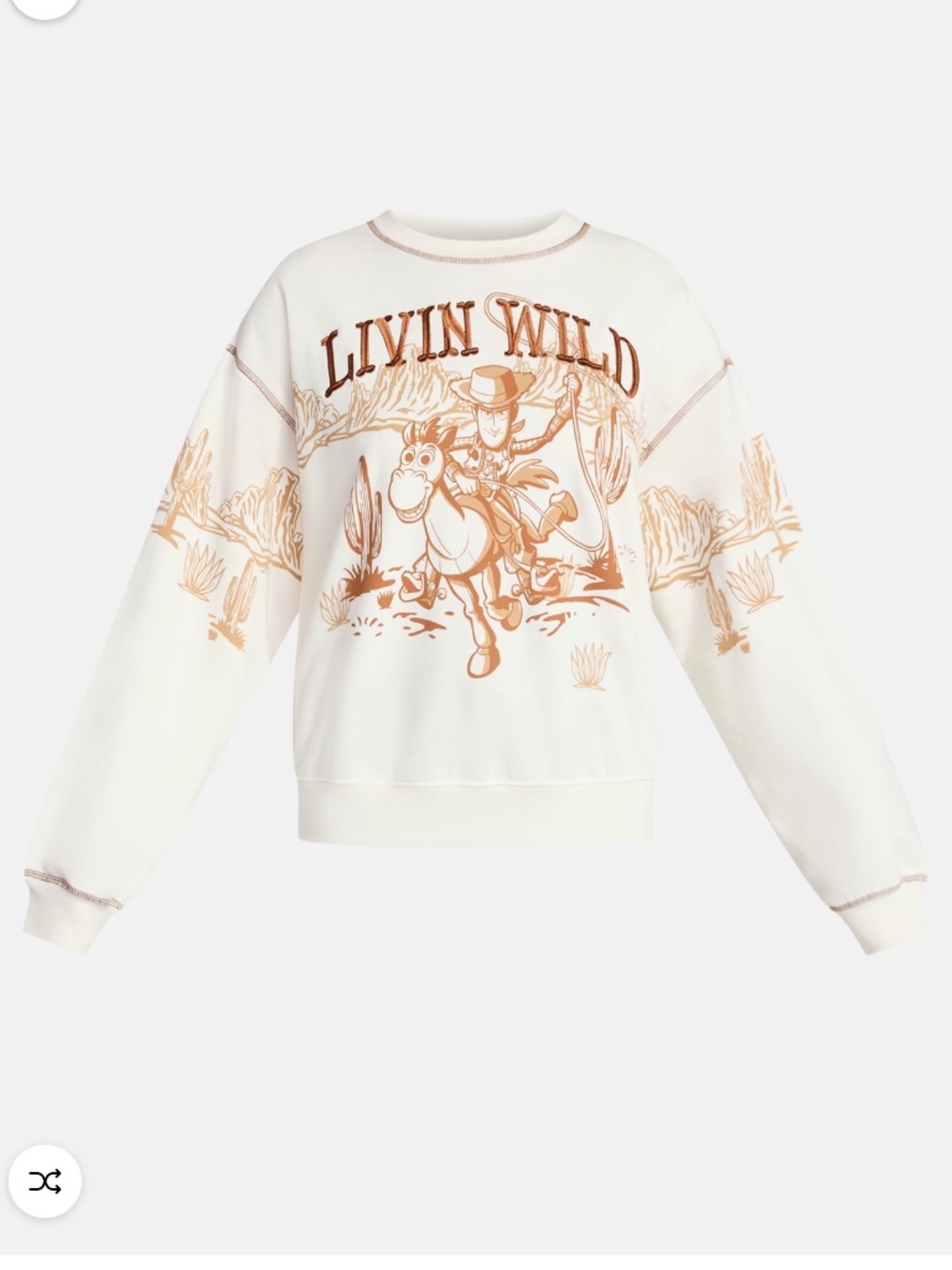 Toy Story Women’s Ivory Woody and Bullseye Graphic Fleece Sweatshirt Size XS NWT - Picture 6 of 6